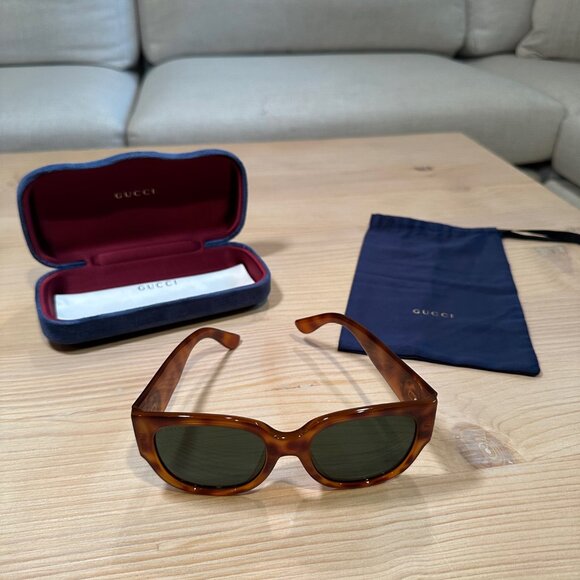 Gucci Oversized Sunglasses - Tortoise Shell with Gold Logo